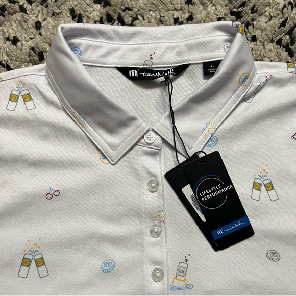 Travis Mathew Golf Keep ‘Em Coming White Polo Shirt High Noon Seltzer Women’s XL - Picture 5 of 14